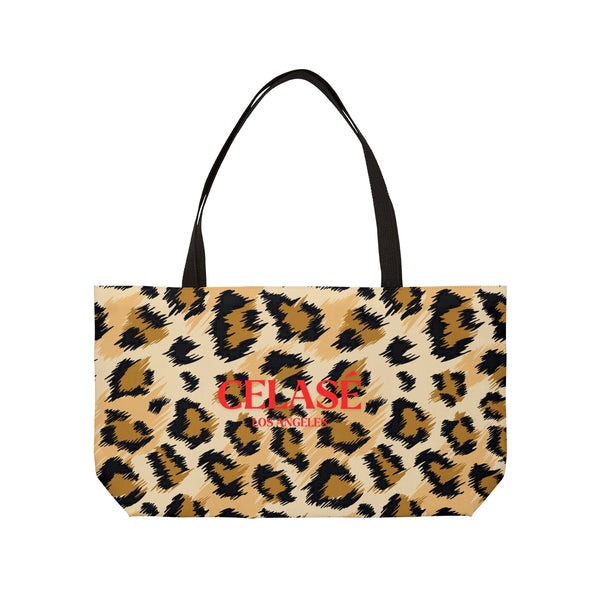 Leopard Print Logo Tote Bag